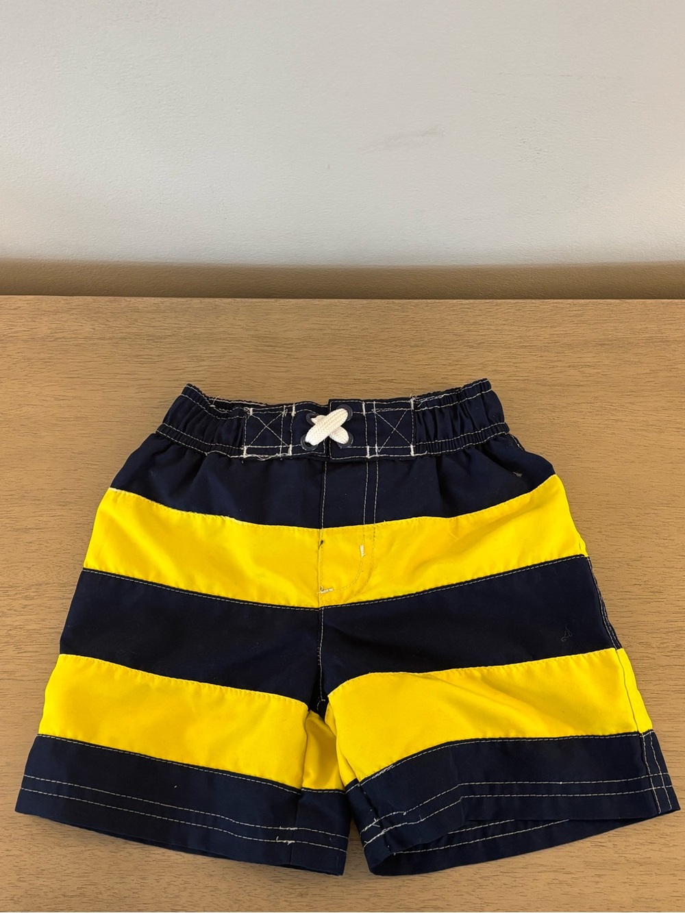Circo Navy and Yellow Striped Swim Trunks